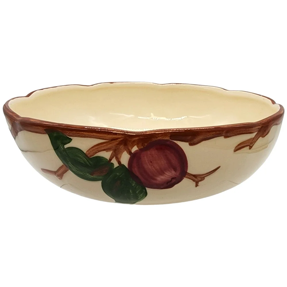 Franciscan USA Apple Pottery Vegetable Serving Bowl 8¼in black 1949 mark